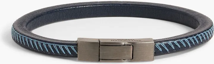 Gunmetal-tone leather bracelet