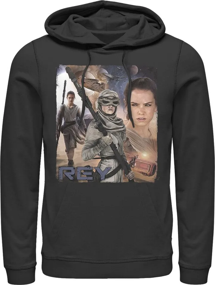 Men's Star Wars The Force Awakens Rey Pull Over Hoodie - Black - Small