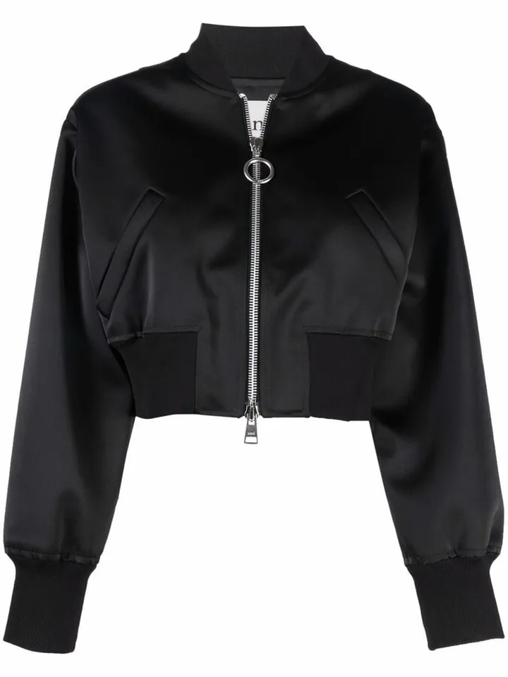Cropped Zipped Bomber Jacket