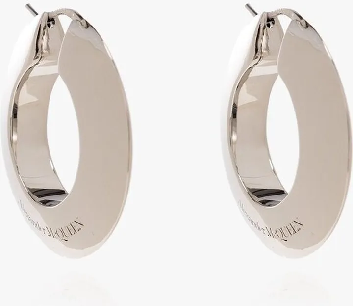 Alexander McQueen Logo Embossed Hoop Earrings