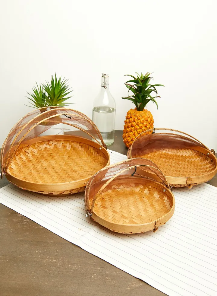 Set Of 3 Aliza Seagrass Square Trays