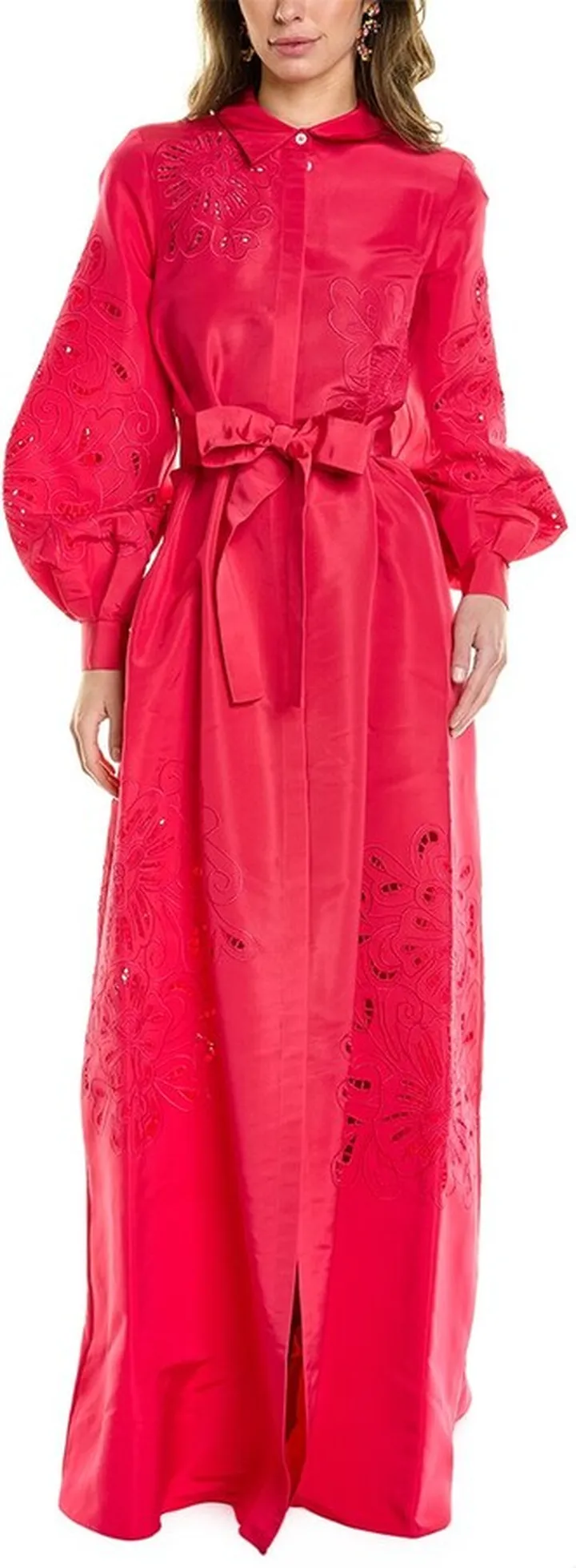 Carolina Herrera Eyelet Silk Trench Gown