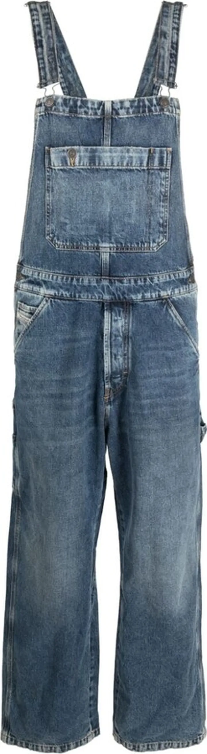 Wide-Leg Denim Dungarees