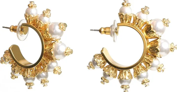 Pearly Huggie Hoop Earrings