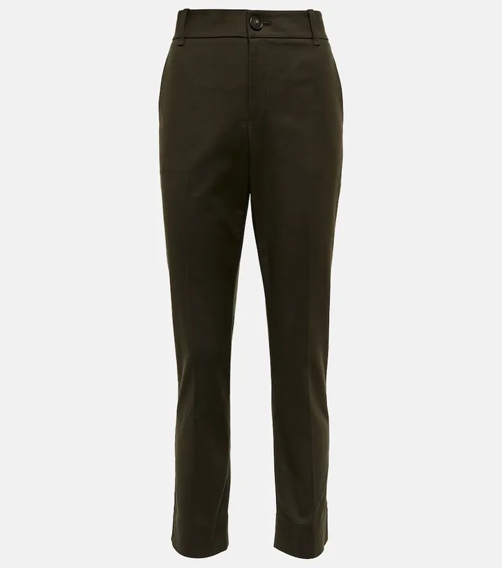 High-rise cropped cotton-blend pants