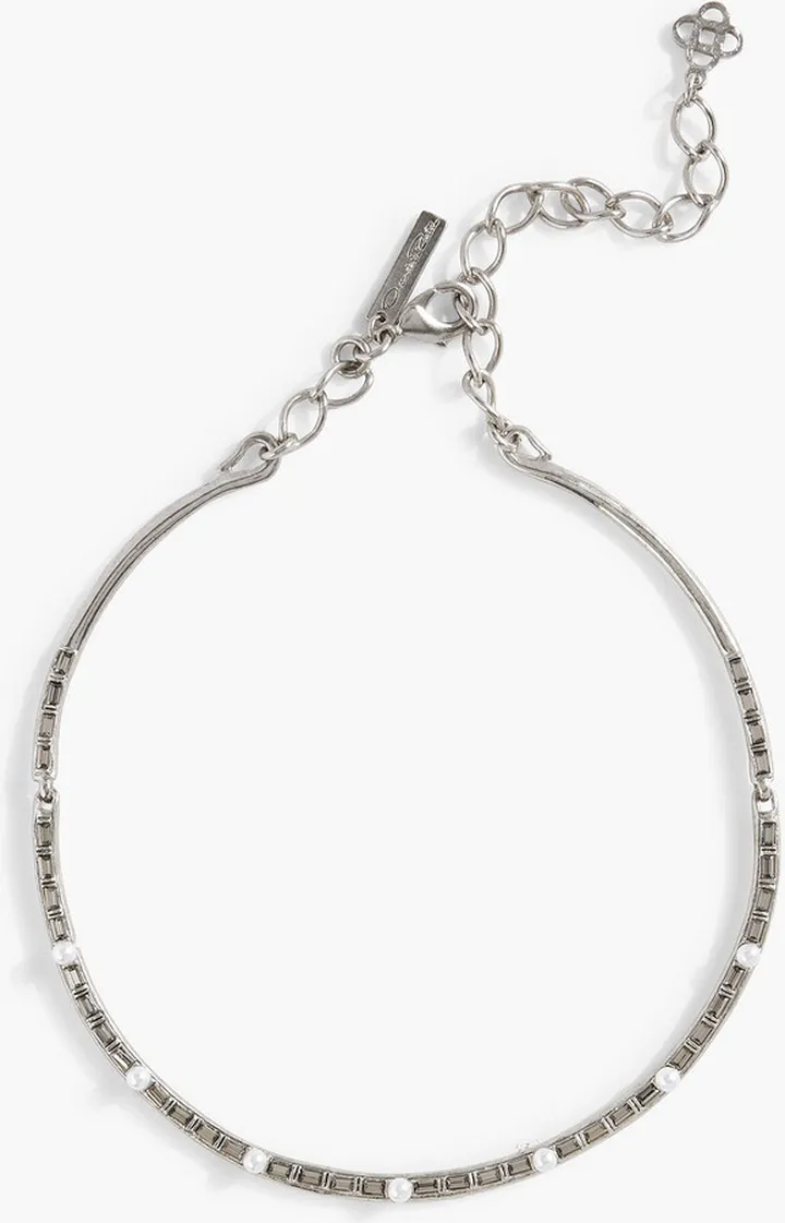 Silver-tone crystal and pearl necklace