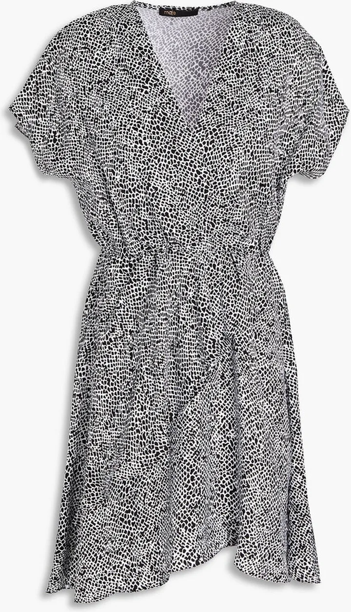 Romela wrap-effect printed cupro-twill mini dress