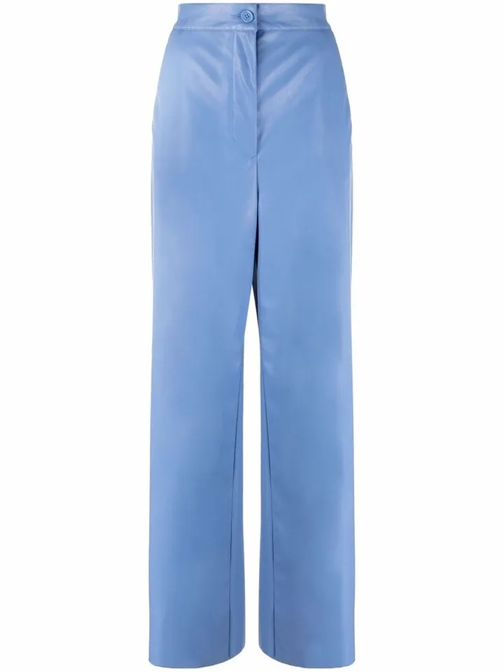 Faux-Leather Straight-Leg Trousers