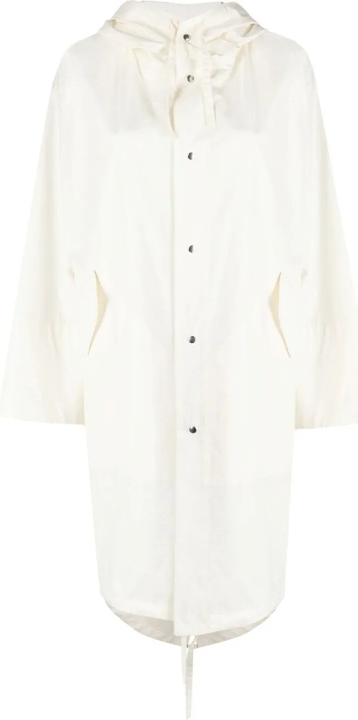 White Logo Print Hooded Parka