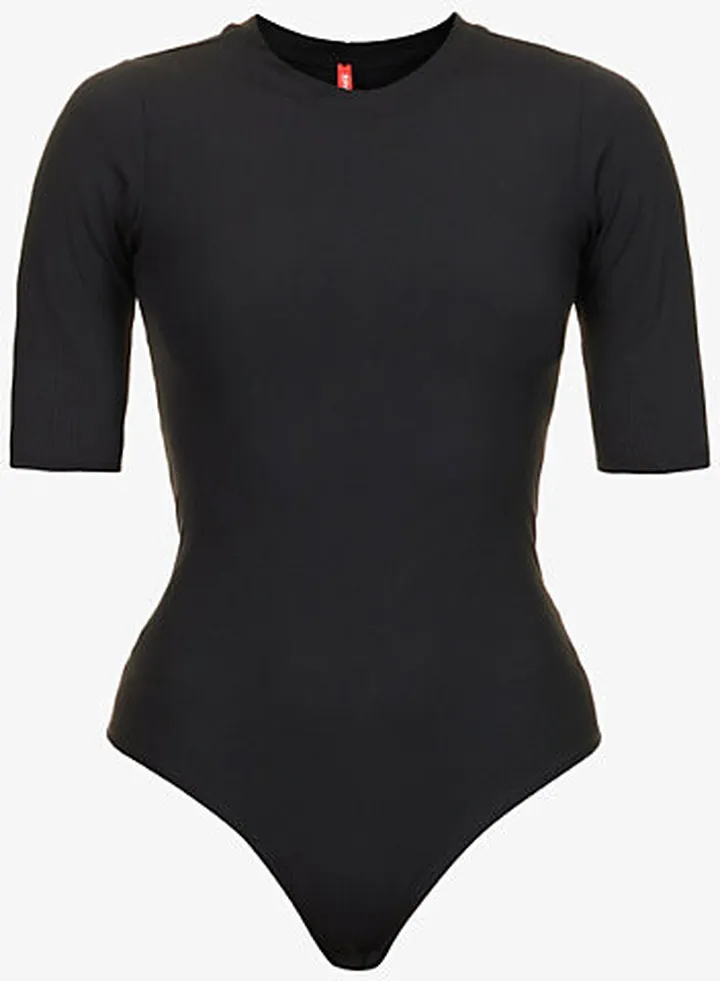 panx Womens Classic Black Ribbed tretch-woven Body