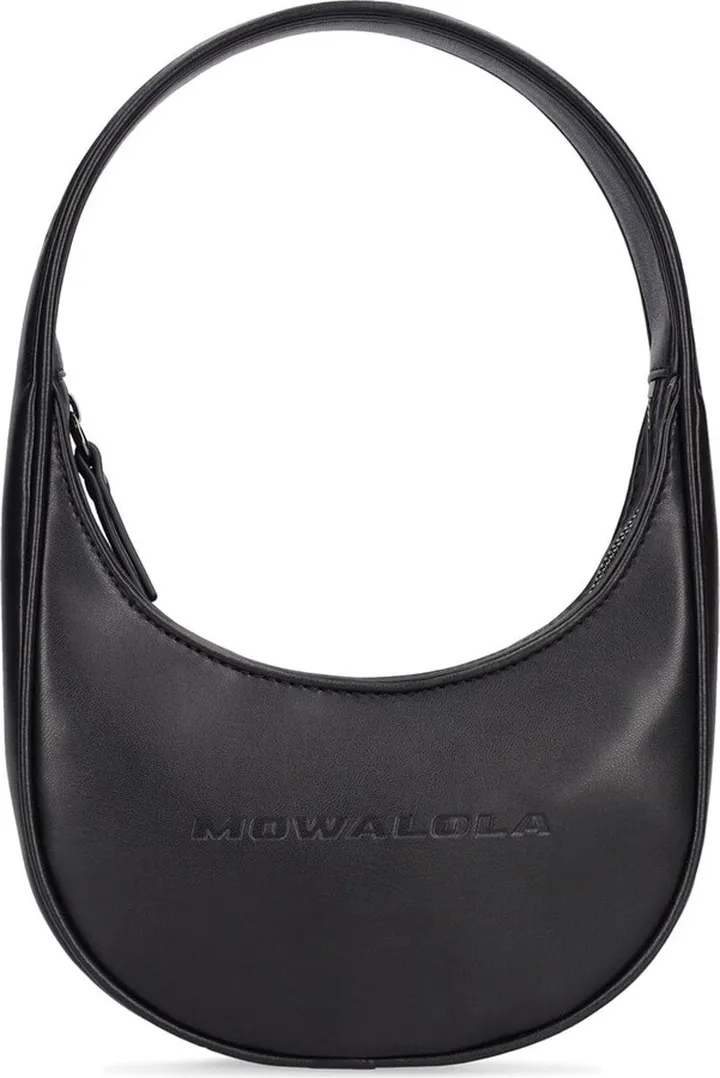 Logo medium faux leather shoulder bag