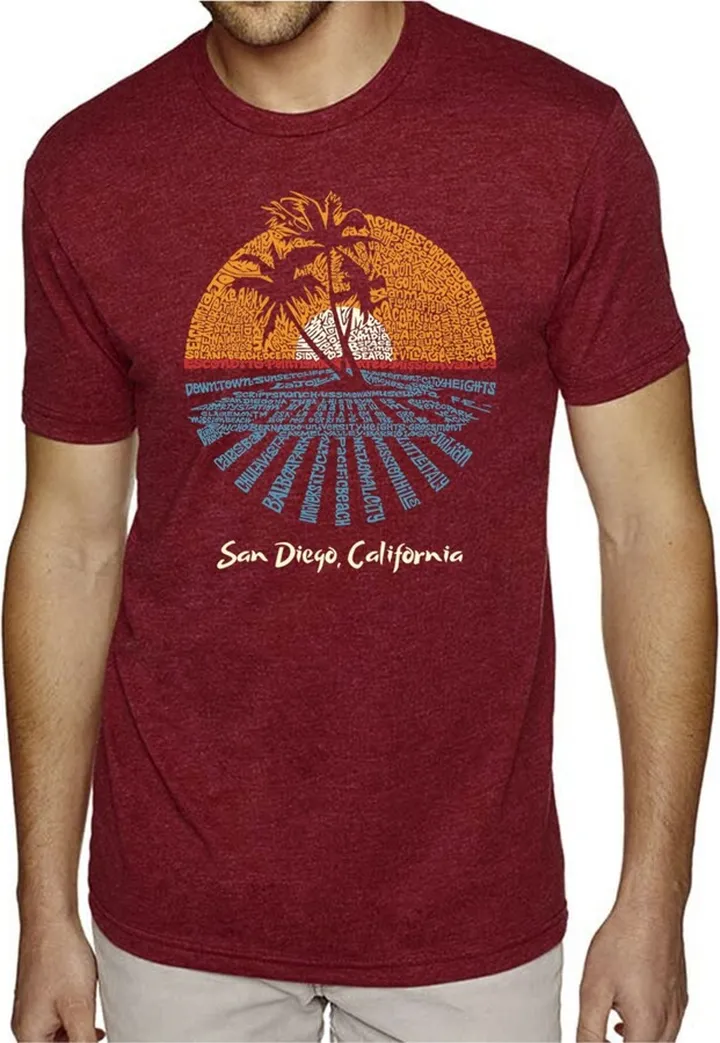 La Pop Art Men's Premium Word Art T-shirt - Cities in San Diego