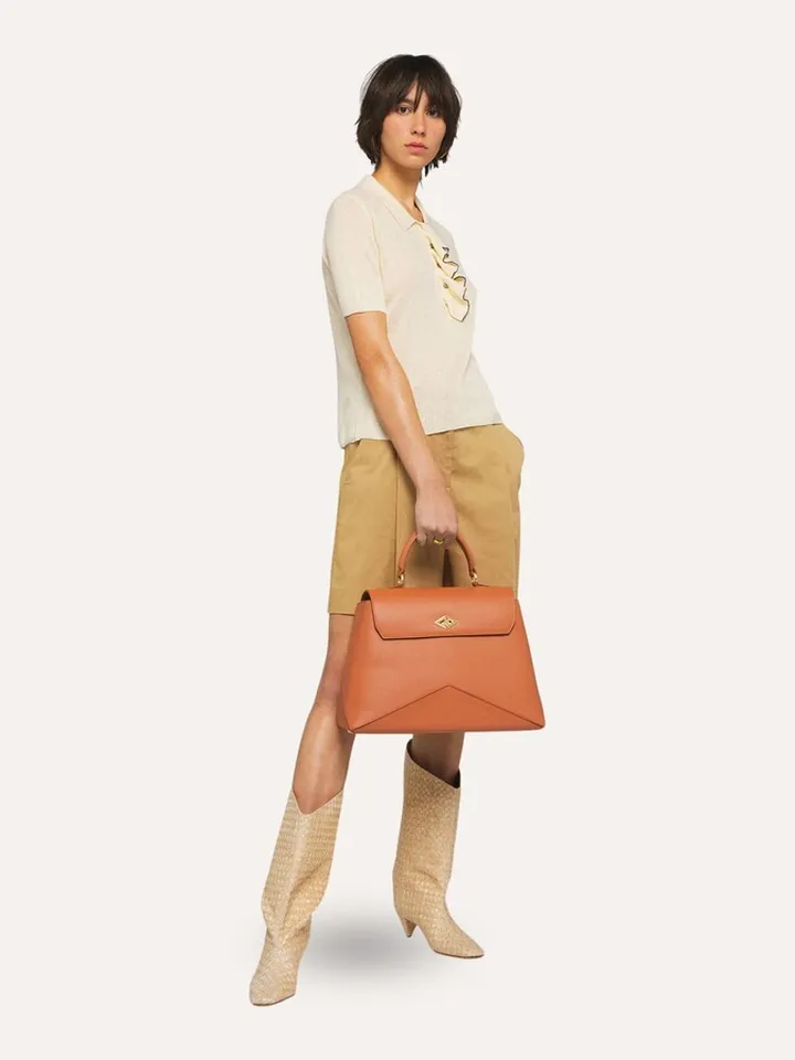 Polo Shirt With Ruffles In Linen And Cotton