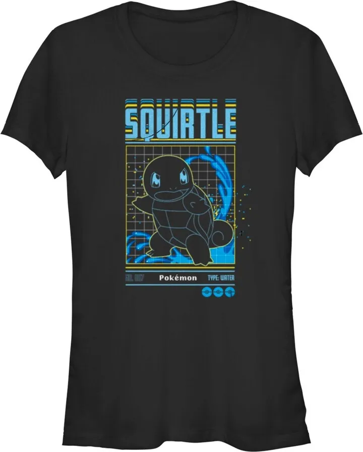 Junior's Pokemon Squirtle Retro Grid T-Shirt - Black - Medium