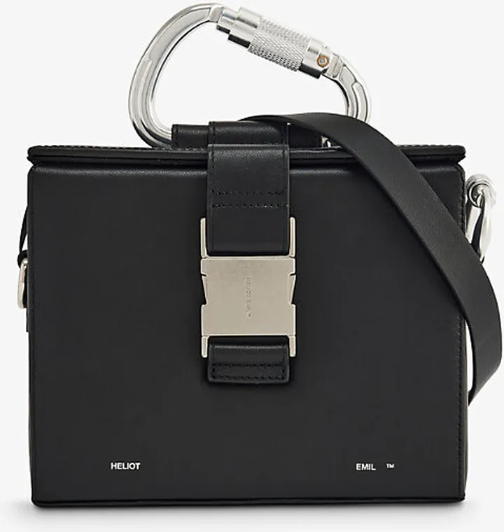 Black Carabiner-clasp Leather Top-handle bag