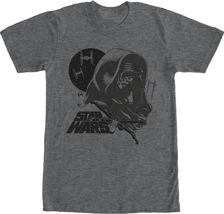 Men's Star Wars The Force Awakens Kylo Ren X-Wing and TIE Fighters T-Shirt - Charcoal Heather - Small