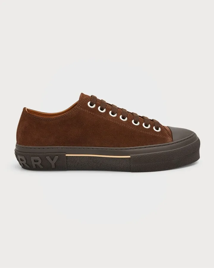 Men's Logo-Heel Suede Low-Top Sneakers