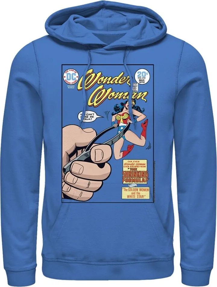 Men's Justice League Shrinking Woman Comic Book Cover Pull Over Hoodie - Royal Blue - Large