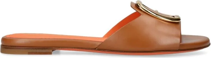 Santoni Leather Apricot Slides