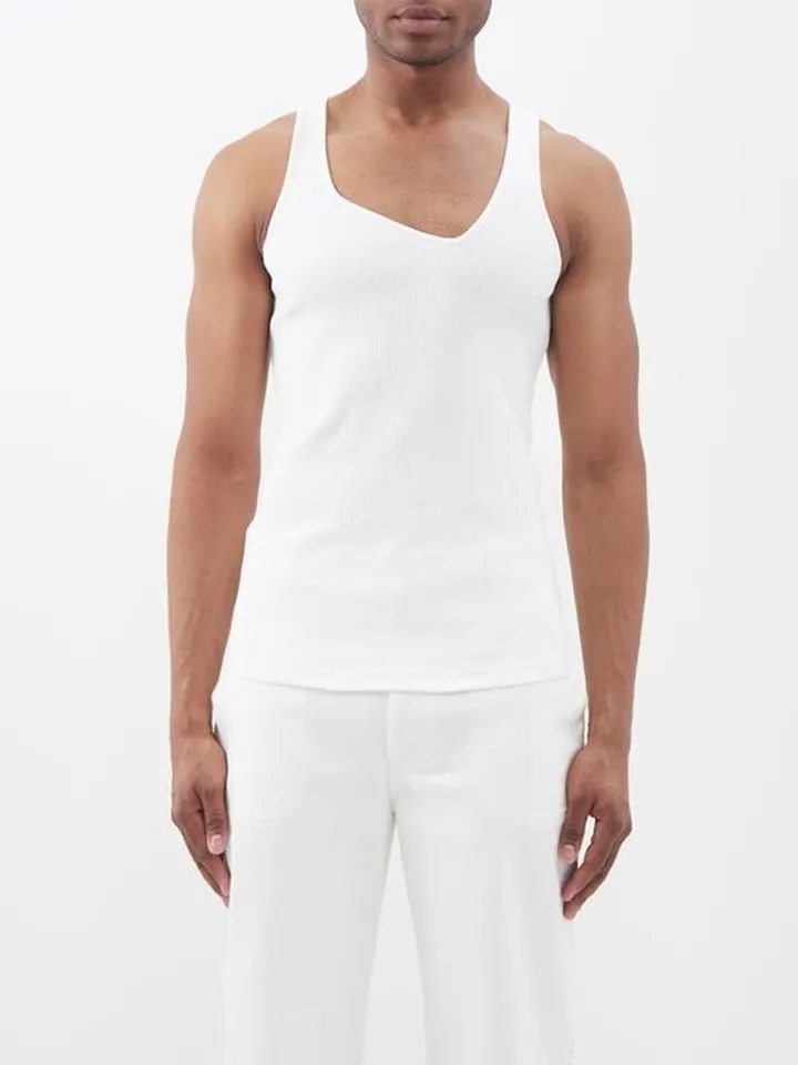 Y-neck Cotton-blend Tank Top