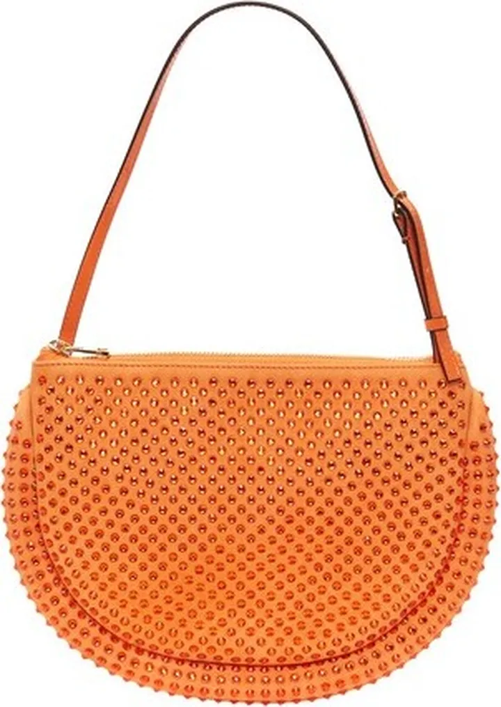 Bumper moon leather shoulder bag with crystal