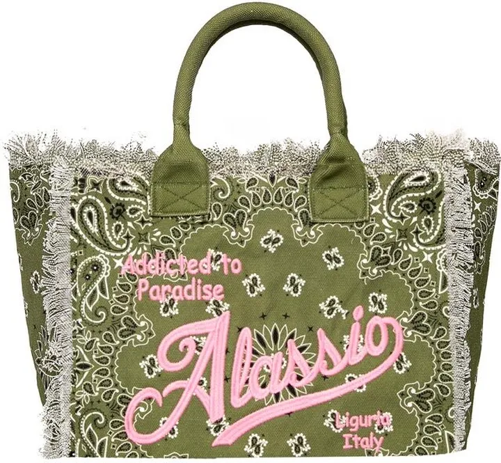 Vanity Canvas Shoulder Bag With Embroidery