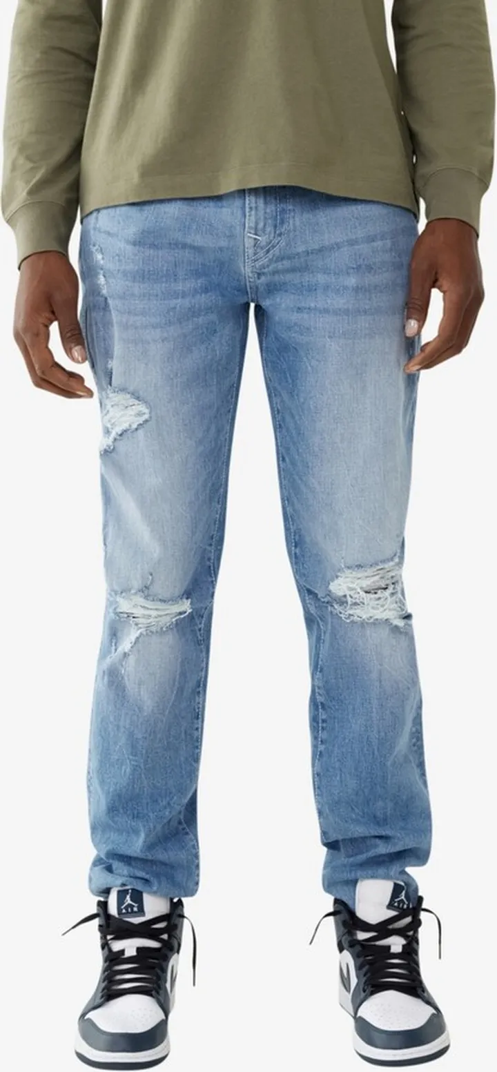 True Religion Men's Geno Flap Slim Ripped Stretch Jeans