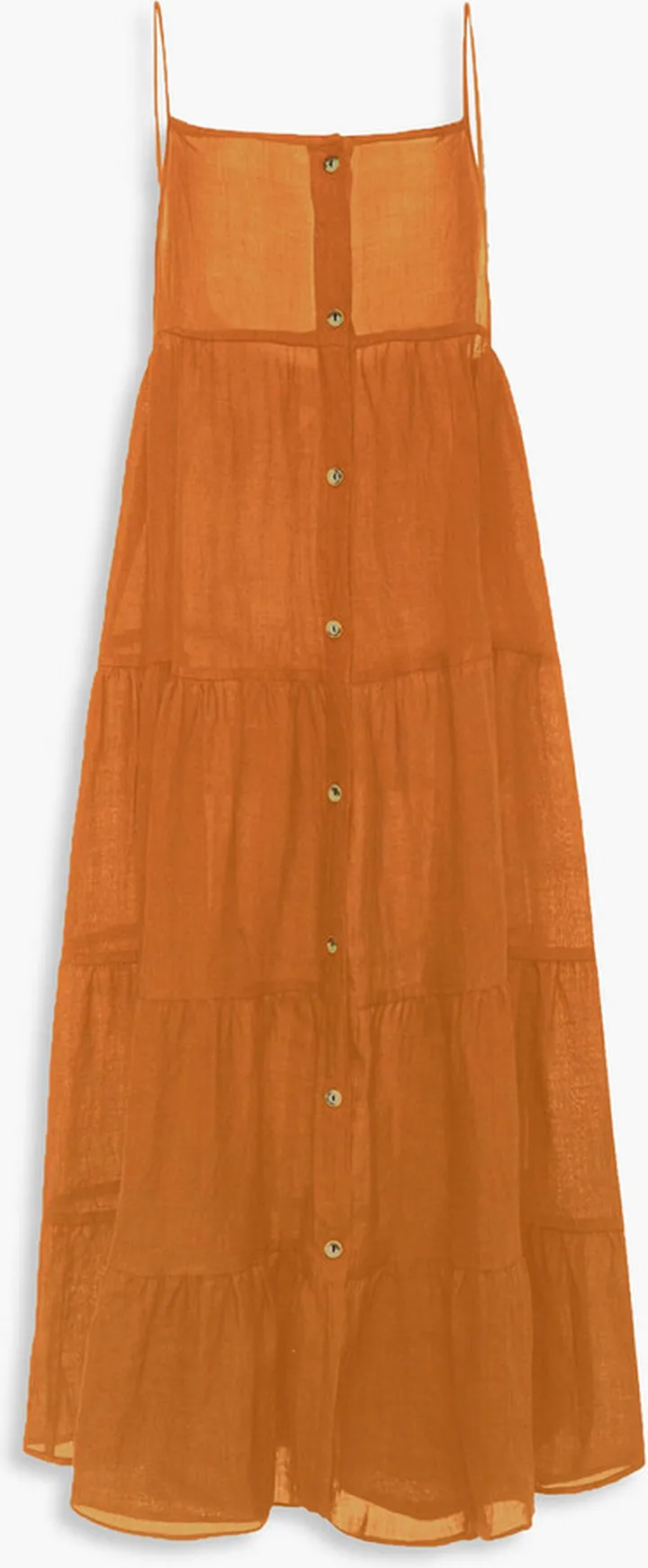 Flounce tiered ramie midi dress