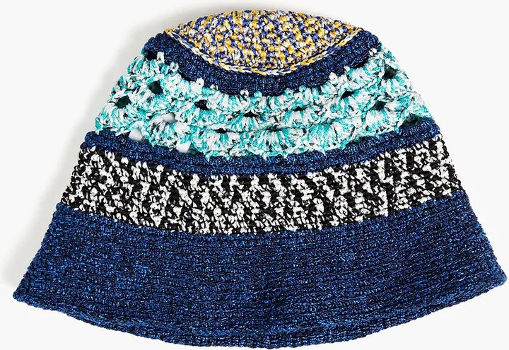 Crochet-knit bucket hat