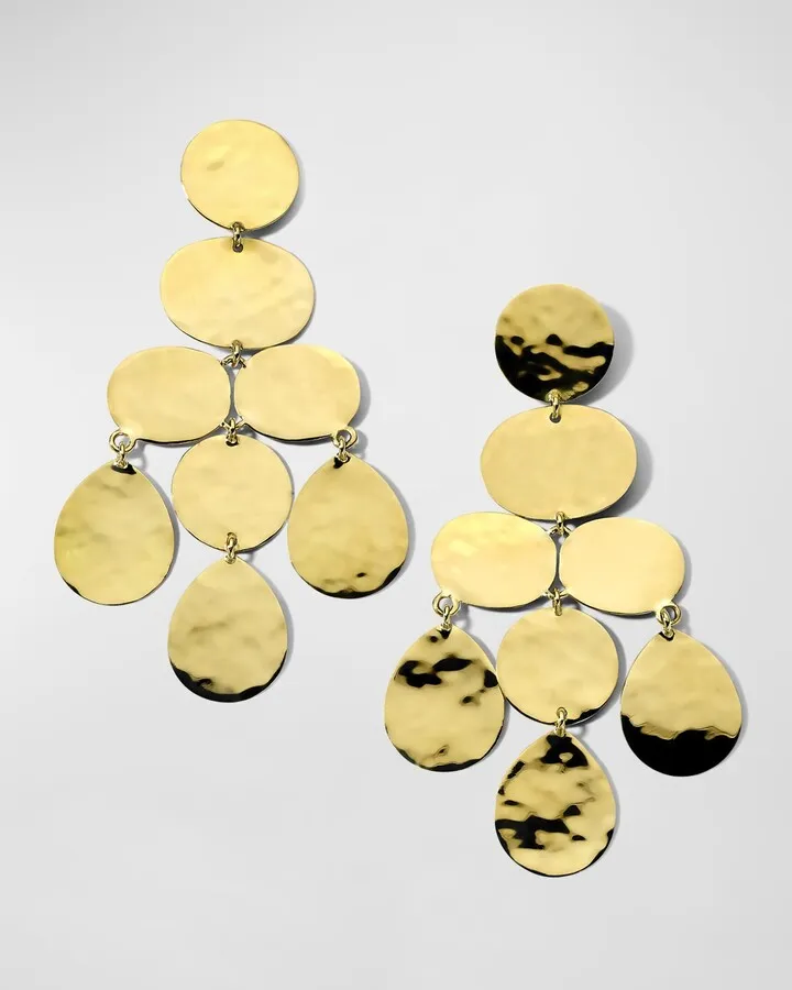 Small Crinkle Chandelier Earrings in 18K Gold
