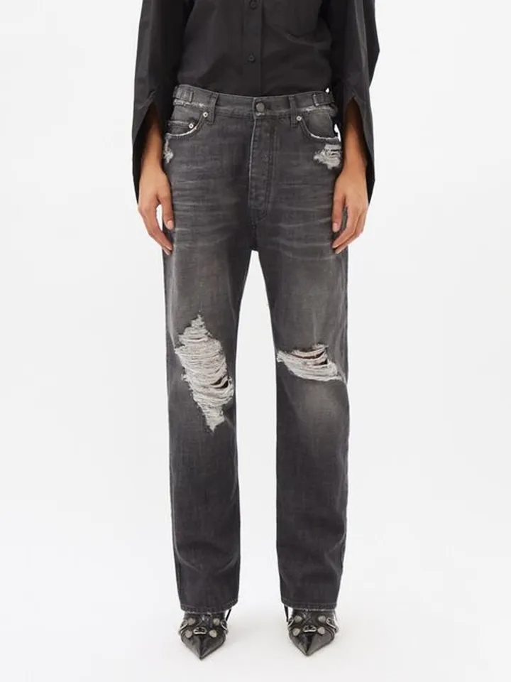 Distressed Wide-leg Jeans