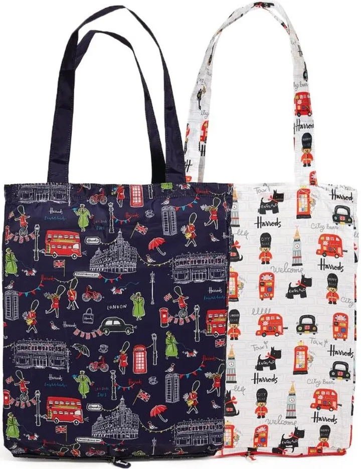 Harrods Recycled City Bear And Sw1 Pocket Shopper Bag (Set Of 2)