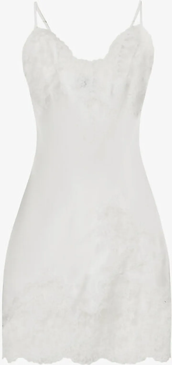 Womens Naturel Pearl Lace-embellished Silk Nightdress