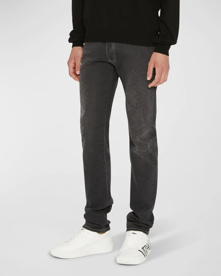 Men's Greca Laser-Print Jeans