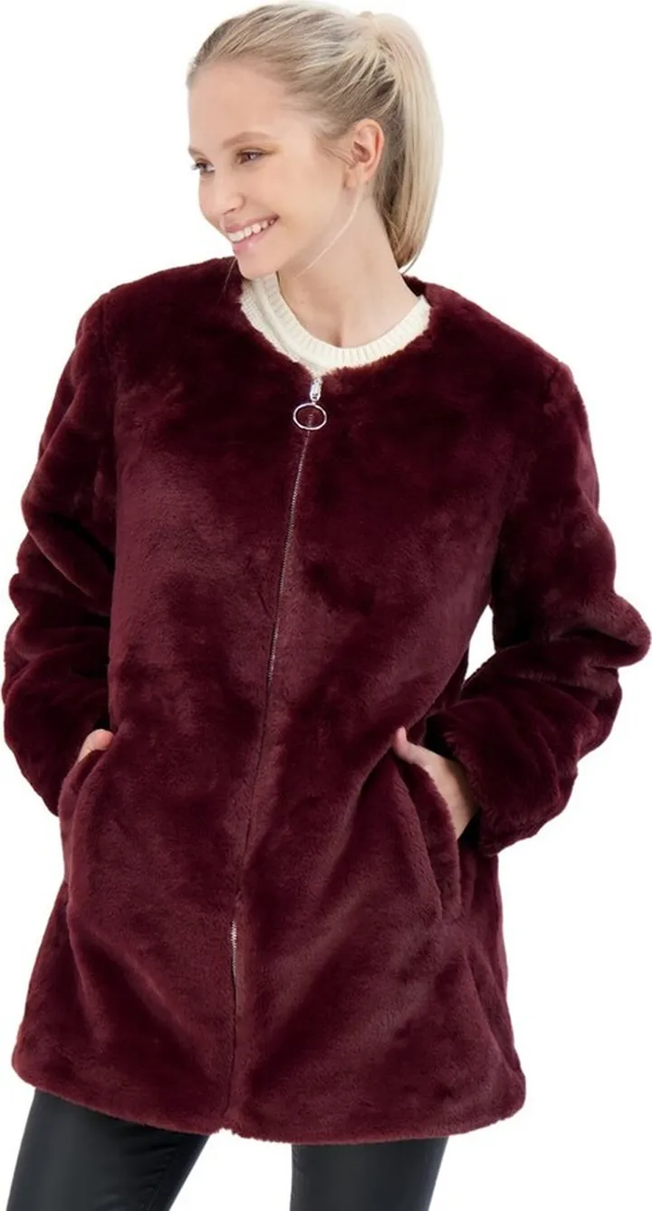Sebby Womens Contemporary Fit Long Sleeve Faux Fur Jacket - Beige X Large