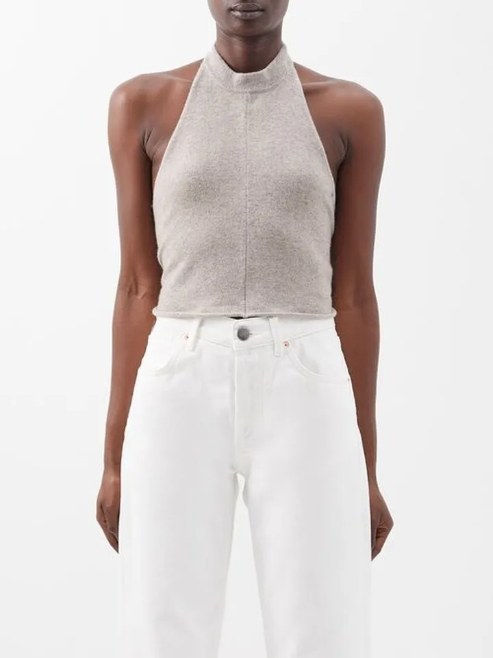 No.160 Wies Halterneck Stretch-cashmere Top