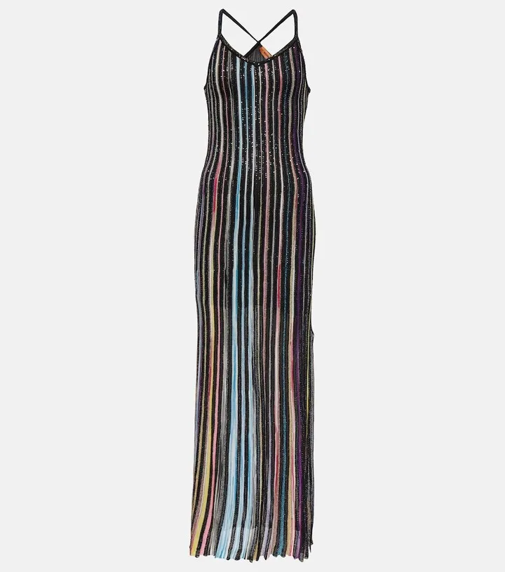 Knitted lame maxi dress