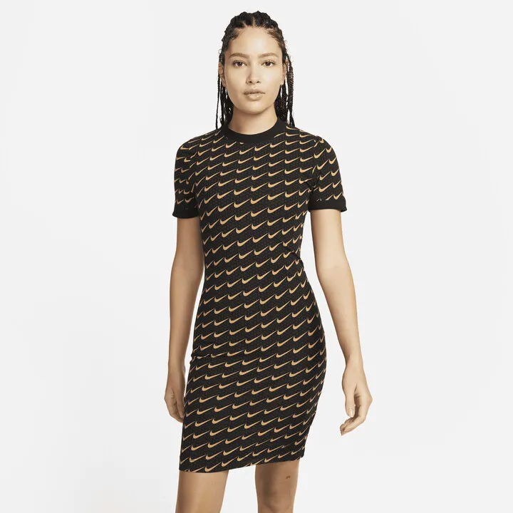 Women's Nike Sportswear Essential Women’s Monogram Bodycon Dress in Black