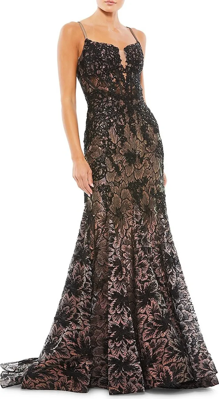Embroidered Lace Mermaid Gown