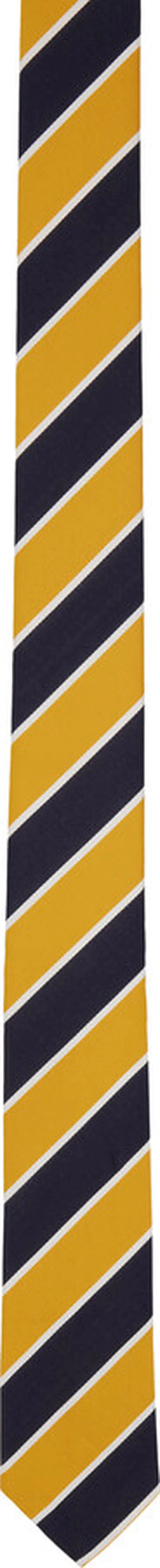 Thom Browne Yellow & Navy Awning Stripe Classic Tie