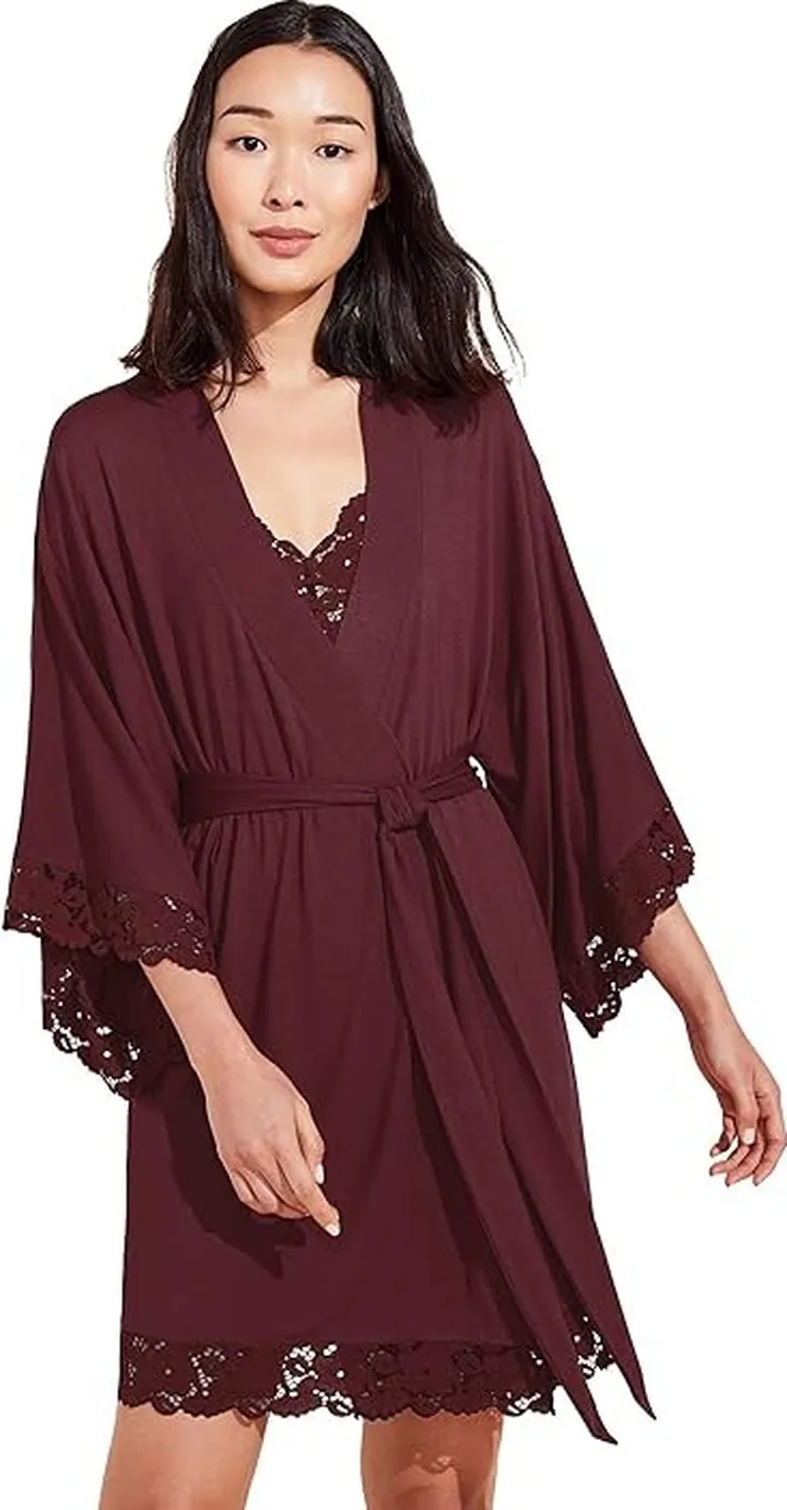Eberjey Naya - The Mademoiselle Kimono Robe (Mulberry) Women's Pajama