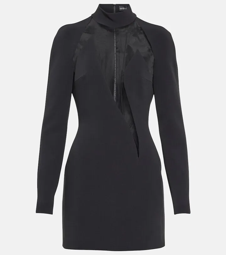 Mesh-panel mockneck minidress