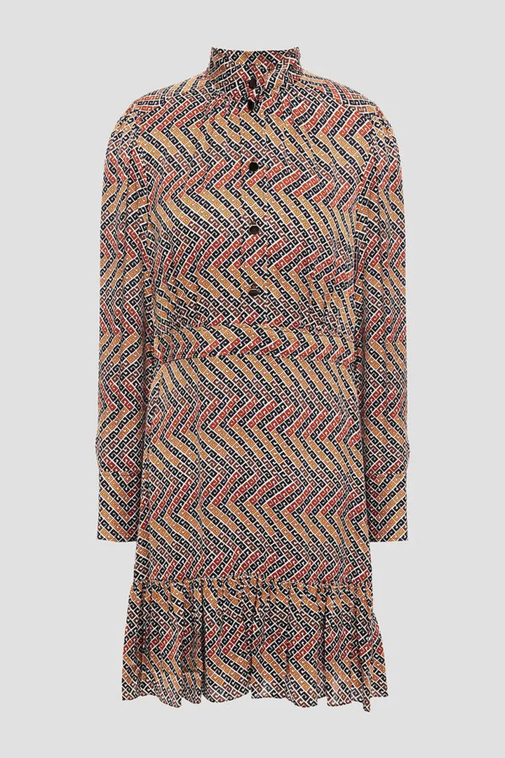 Sanel ruffled printed satin mini dress