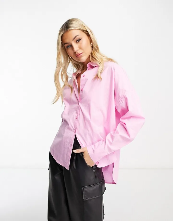 Pieces loose shirt in bubblegum pink