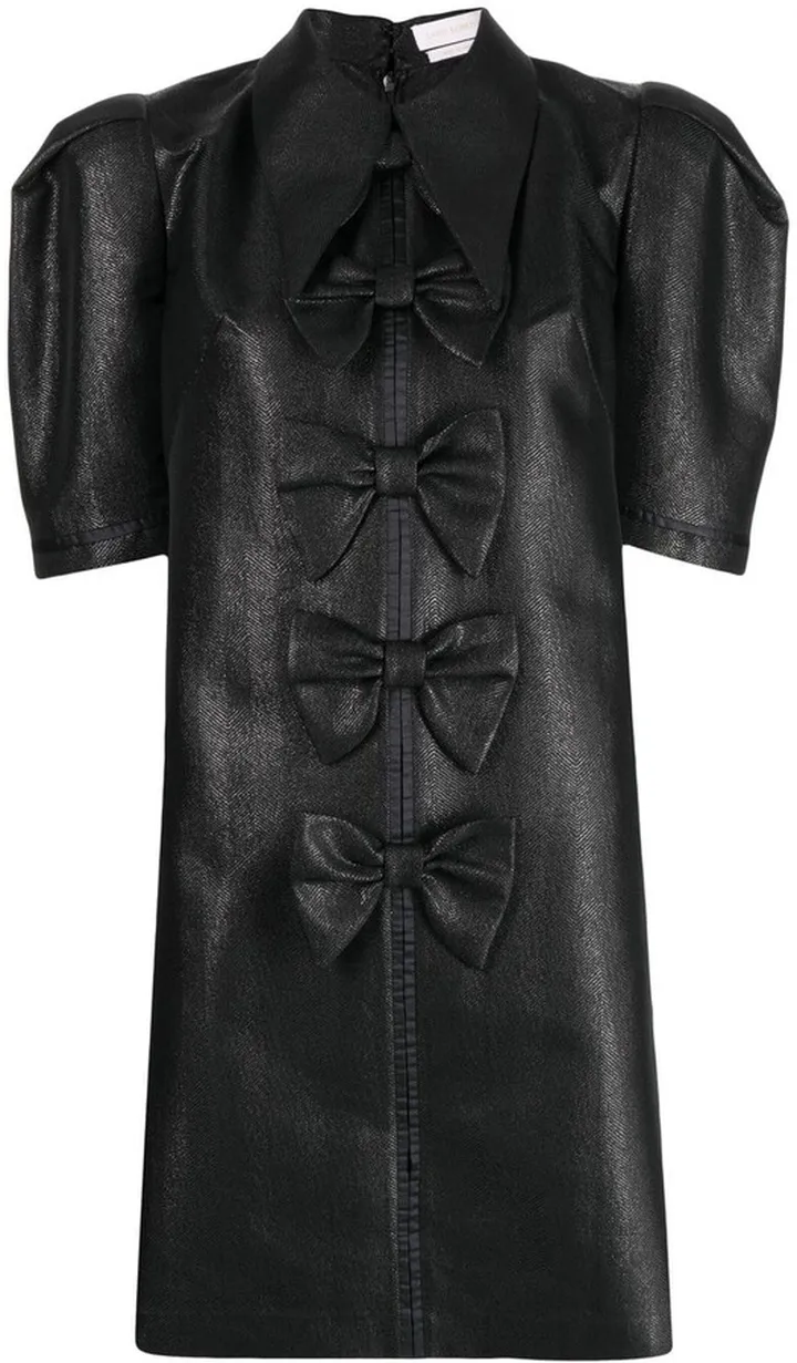 Brocade Faux-Leather Dress