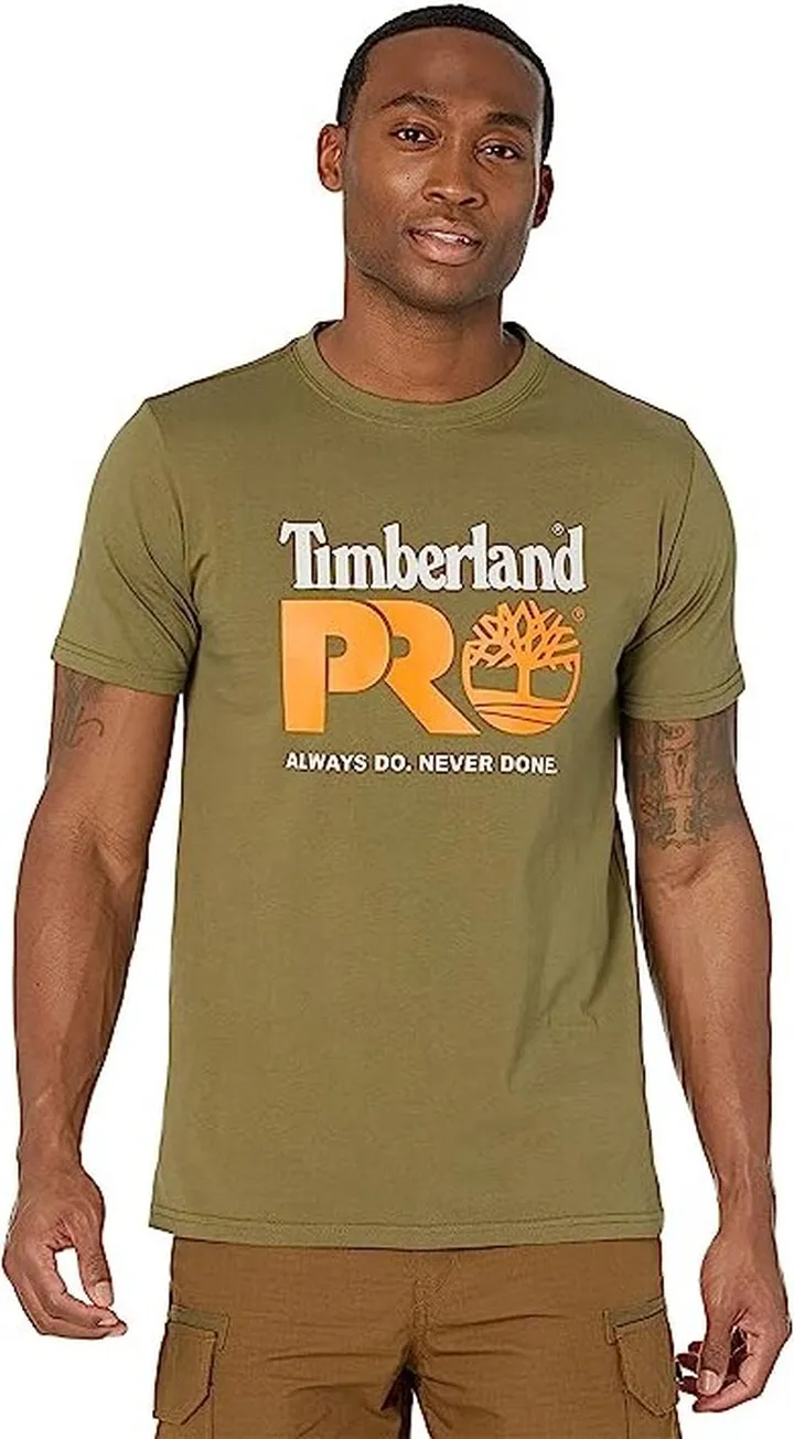 Timberland PRO Cotton Core Chest Logo Short Sleeve T-Shirt (Burnt Olive) Men's Clothing