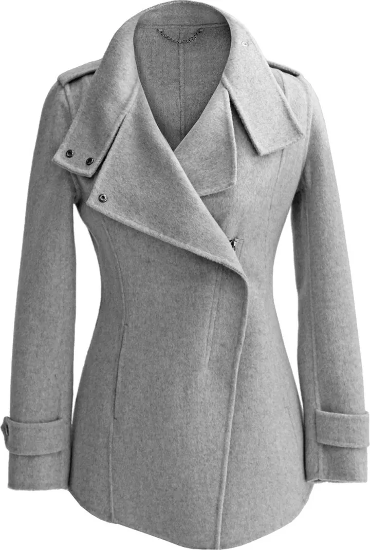 Belle & Bloom - Bad Girl Wool Blend Moto Coat - Grey Marle