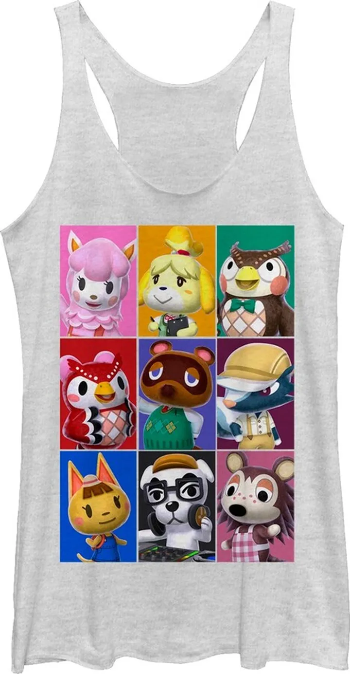 Women's Nintendo Animal Crossing Characters Racerback Tank Top - White Heather - X Large