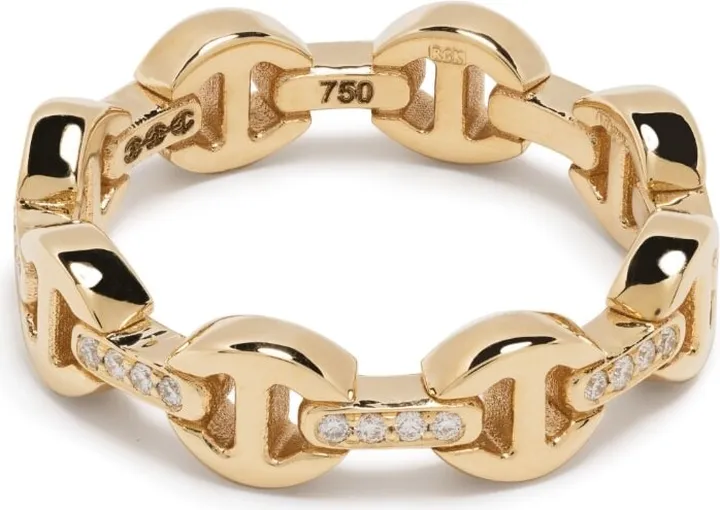 18kt Yellow Gold Diamond Chain-Link Ring
