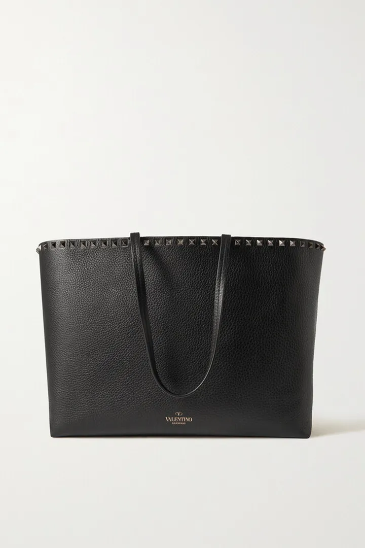 Valentino Garavani - Valentino Garavani Rockstud Textured-leather Tote - Black